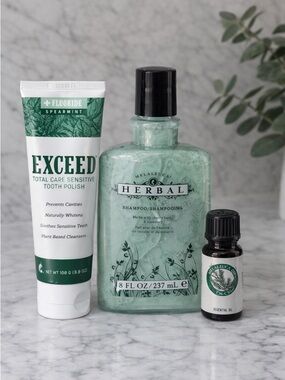 Melaleuca Herbal Shampoo + Exceed Tooth Polish + Essential Oil Bundle